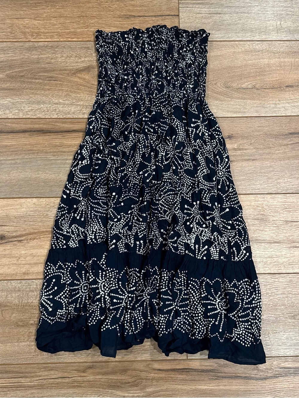 COOL CHANGE Boho Coastal Navy Bandeau Midi Dress | Size S/M
